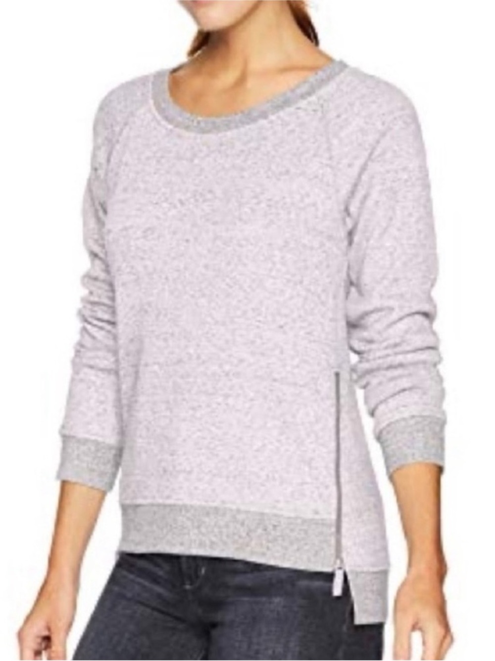 UGG Light Gray Heathered Pullover with Zipper Detail